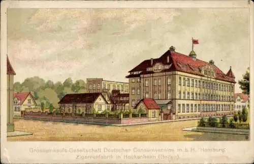 Ak Hockenheim in Baden, Zigarrenfabrik, Großeinkaufs-Gesellschaft Deutscher Consumvereine