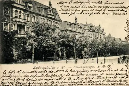 Ak Ludwigshafen am Rhein, oberes Rheinufer