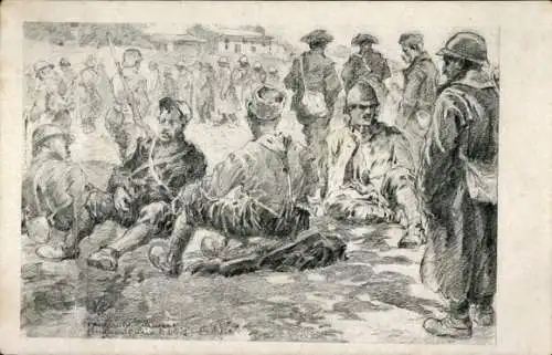 Künstler Ak Reich, A., Französische Gefangene, I. WK