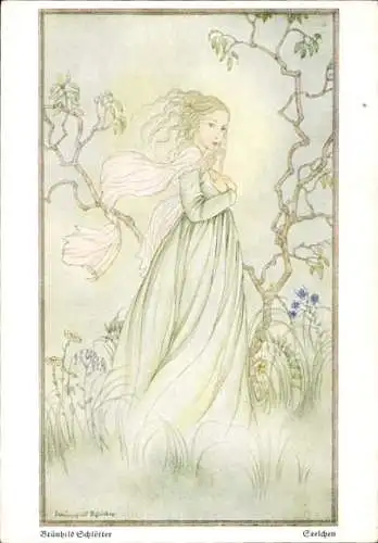 Künstler Ak Schlötter, B., Seelchen, Junge Frau, Gemaltes Portrait