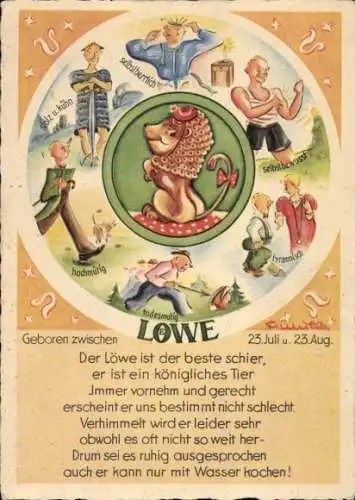 Künstler Ak Sternzeichen Löwe, Der Löwe ist der beste schier...