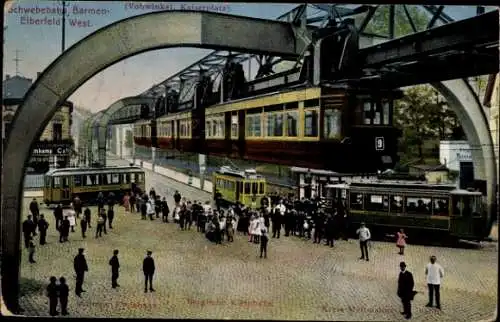 Ak Vohwinkel Wuppertal, Schwebebahn 9 Barmen Elberfeld, Kaiserplatz, Straßenbahn, Cafe