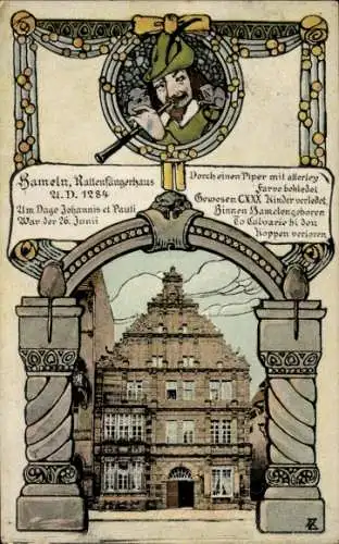 Ak Hameln an der Weser Niedersachsen, Rattenfängerhaus, Rattenfänger