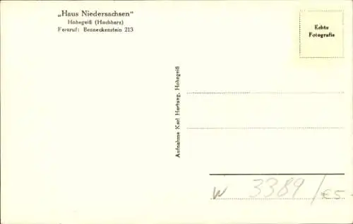 Ak Hohegeiß Braunlage im Oberharz, Haus Niedersachsen