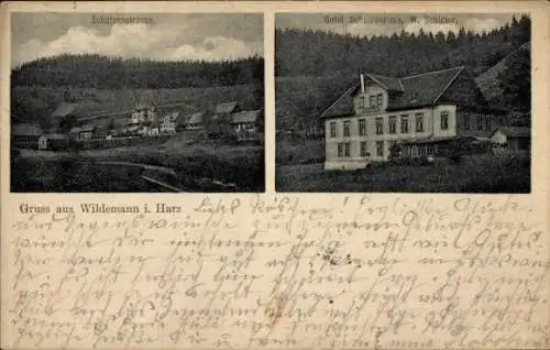 Ak Wildemann Clausthal Zellerfeld im Oberharz, Schützenstraße, Hotel Schützenhaus, W. Schlüter