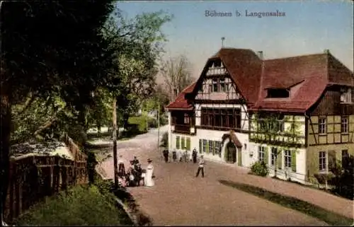 Ak Böhmen Bad Langensalza in Thüringen, Teilansicht, Passanten, Reserve-Lazarett