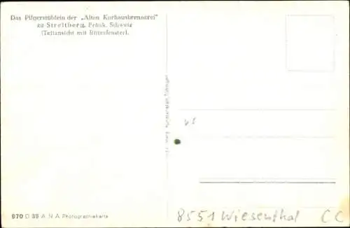 Ak Streitberg Wiesenttal Fränkische Schweiz, Pilgerstüblein der Alten Kurhausbrennerei