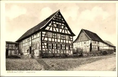 Ak Grub am Forst Oberfranken, Haus No. 10, Fachwerkhaus, Gehöft