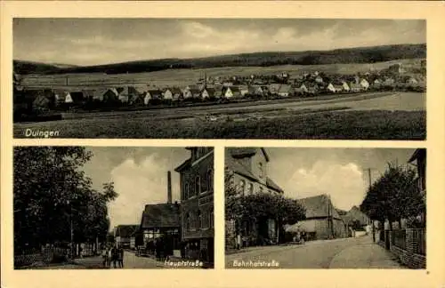 Ak Duingen Niedersachsen, Hauptstraße, Bahnhofstraße, Panorama mit Umgebung