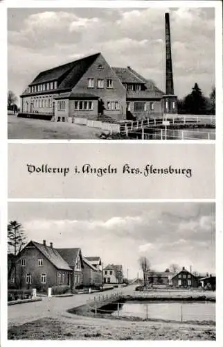 Ak Dollerup in Angeln, Gasthof, Dorfpartie, Brücke