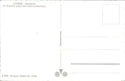 Ak Luzern Stadt Schweiz, Seebrücke und Bahnhof gegen die Unterwaldner Berge