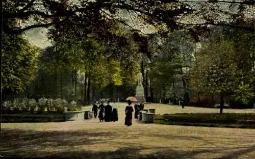 Ak Rotterdam Südholland Niederlande, Parkpartie, Denkmal