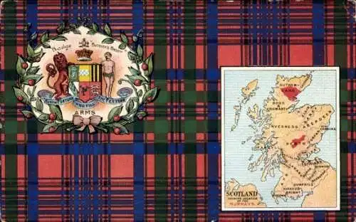 Wappen Ak Schottland, Landkarte
