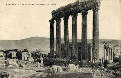 Ak Baalbek Libanon, Die sechs Säulen des Jupitertempels