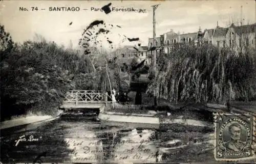 Ak Santiago de Chile, Forestal Park, kleine Brücke