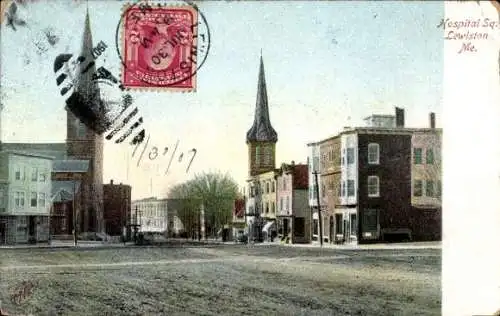 Ak Lewiston Maine USA, Krankenhausplatz