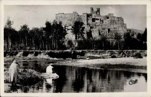 Ak Marokko, La Casbah des M'gouna, Festung, Flusspartie