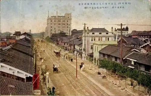 Ak Osaka Präfektur Osaka Japan, Mitsugoshi, Straßenblick