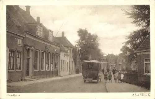 Ak Zaandijk Nordholland, Raadhuis, Autobus