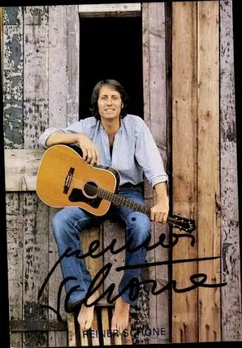 Ak Schauspieler Reiner Schöne, Portrait, Autogramm, Gitarre