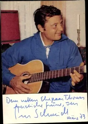 Ak Schauspieler Peer Schmidt, Portrait, Autogramm, Gitarre