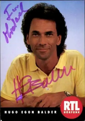 Ak Schauspieler Hugo Egon Balder, Portrait, Autogramm, RTL Hörfunk
