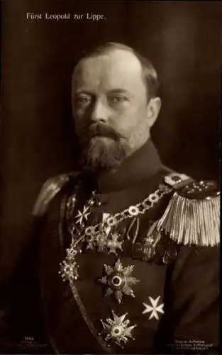 Ak Fürst Leopold IV. zur Lippe, Portrait in Uniform, Orden, Liersch 7044