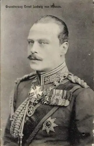 Ak Großherzog Ernst Ludwig von Hessen, Portrait in Uniform