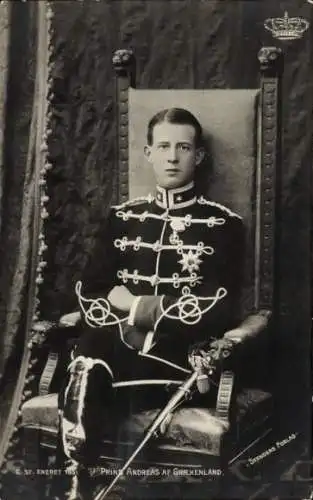 Ak Prinz Andreas von Griechenland, Portrait in Uniform