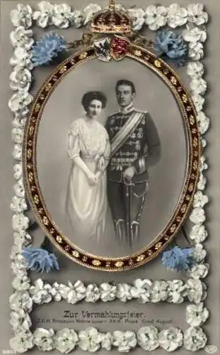Präge Passepartout Ak Prinzessin Victoria Luise, Prinz Ernst August, Vermählungsfeier