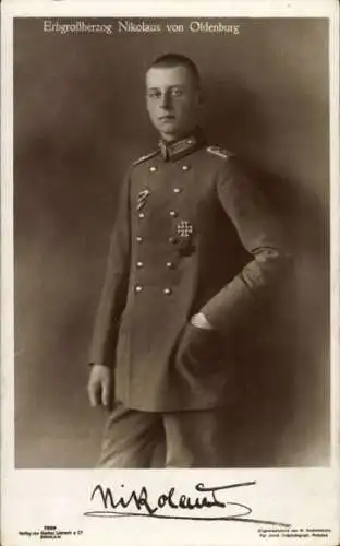 Ak Erbgroßherzog Nikolaus von Oldenburg, Portrait, Uniform, Eisernes Kreuz
