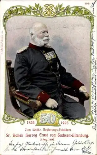 Ak Herzog Ernst von Sachsen Altenburg, 50. Regierungsjubiläum, 1853-1903