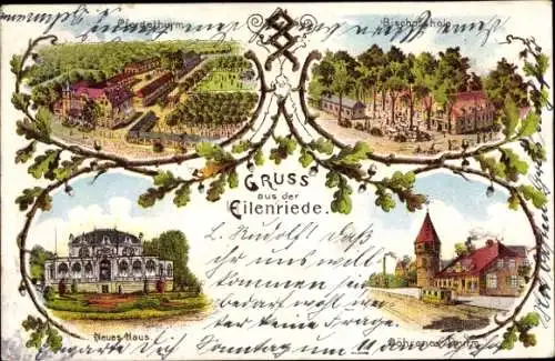 Litho Eilenriede Hannover in Niedersachsen, Bischofshole, Pferdeturm, Neues Haus, Döhrener Turm