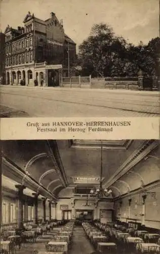 Ak Herrenhausen Hannover in Niedersachsen, Festsaal, Herzog-Ferdinand-Restaurant