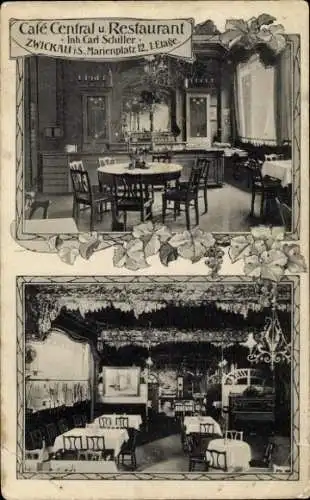 Ak Zwickau in Sachsen, Café Central, Restaurant, Innenansichten