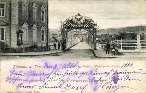 Ak Braunau am Inn Oberösterreich, Österreichischer Brückenabschluss