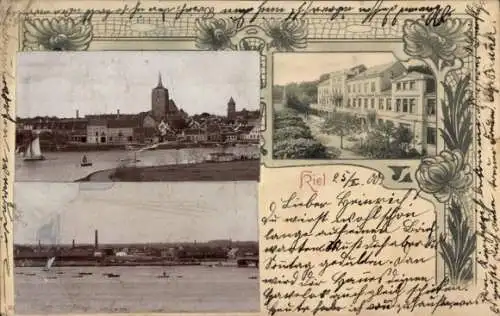 Ak Kiel, Gesamtansicht, Boote, Hotel