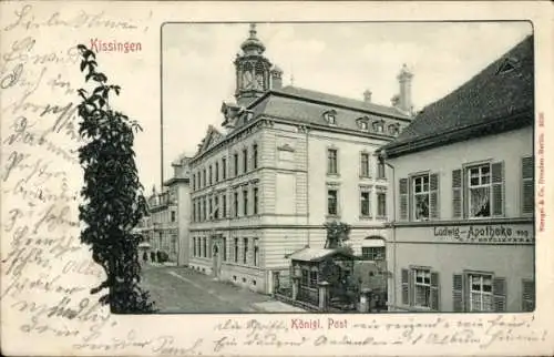 Ak Bad Kissingen Unterfranken Bayern, Königliche Post, Ludwig Apotheke