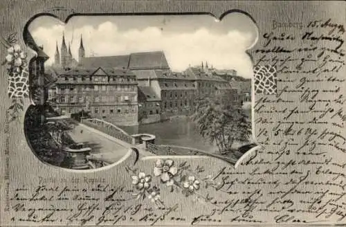 Passepartout Ak Bamberg in Oberfranken, Regnitz