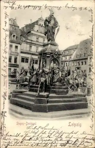 Relief Ak Leipzig in Sachsen, Siegesdenkmal