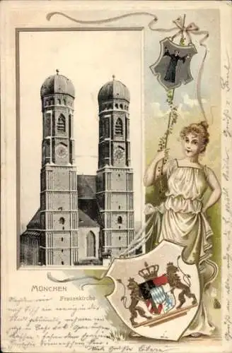 Präge Wappen Ak München, Frauenkirche