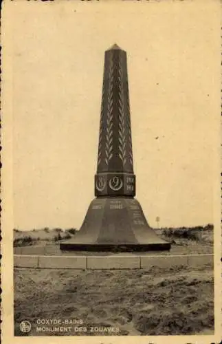 Ak Saint Idesbald Koksijde Coxyde Bains Westflandern, Monument des Zouaves