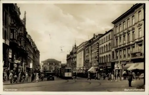 Ak Hannover in Niedersachsen, Bahnhofstraße, Straßenbahn