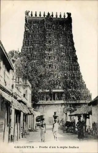 Ak Kolkata Kalkutta Indien, Porte d'un temple Indien