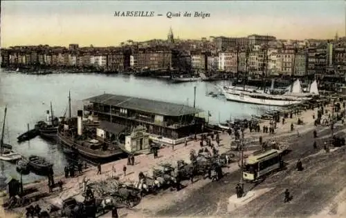 Ak Marseille Bouches du Rhône, Quai des Belges