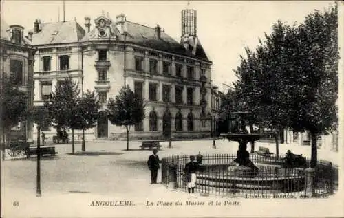 Ak Angoulême Charente, Place du Murier, la Poste
