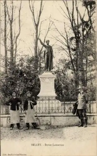 Ak Belley Ain, Statue Lamartine, Arbeiter