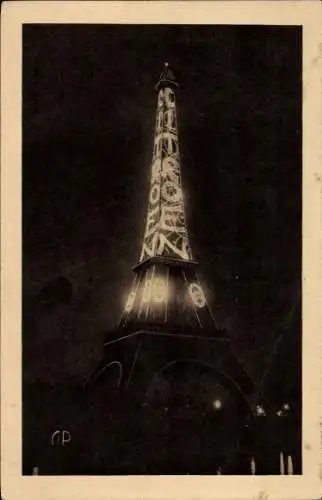 Ak Paris, Eiffelturm, Leuchtreklame Citroen, Exposition Internationale des Arts Decoratifs 1925