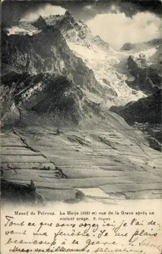Ak Massif du Pelvoux, La Meije vue de la Grave apres un violent orage
