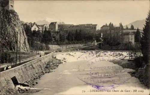 Ak Lourdes Hautes Pyrénées, Les Chutes du Gave